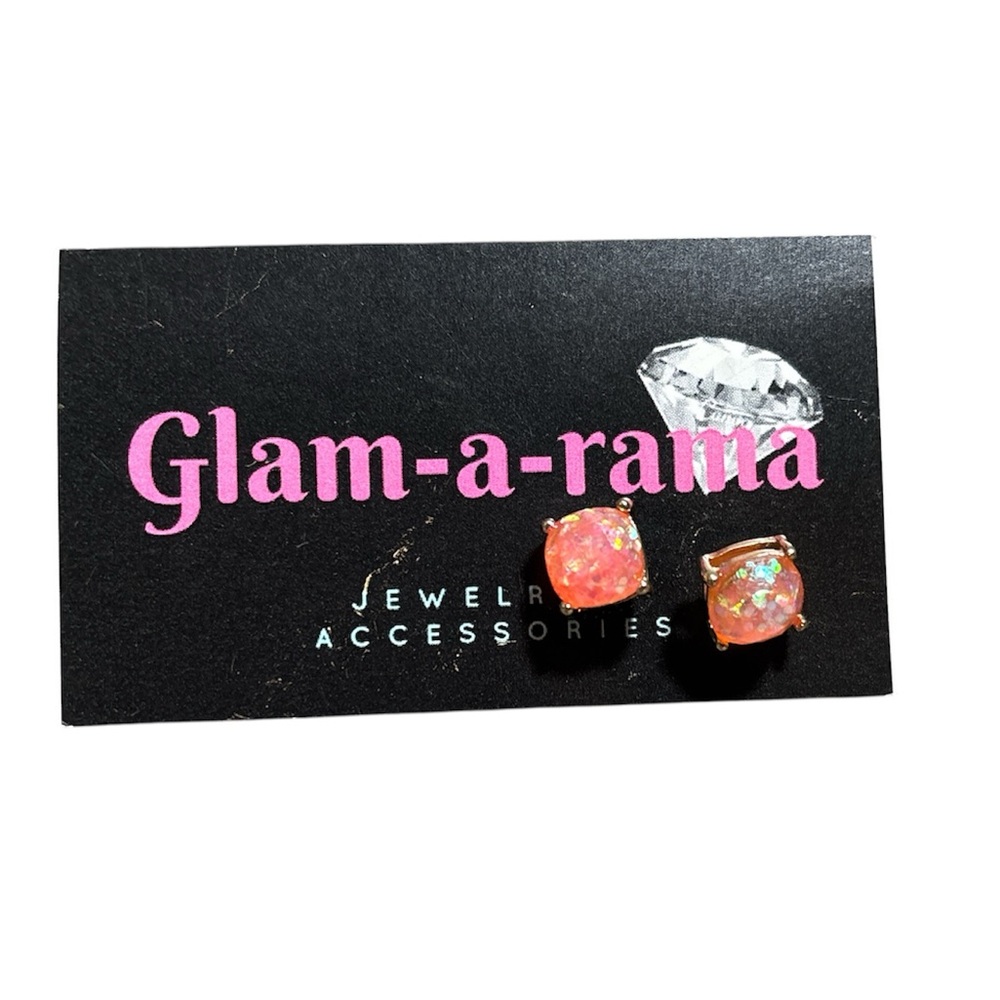 Glitter stud earrings - light pink